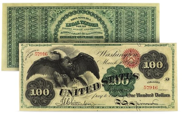 1863 legal tender 100 note
