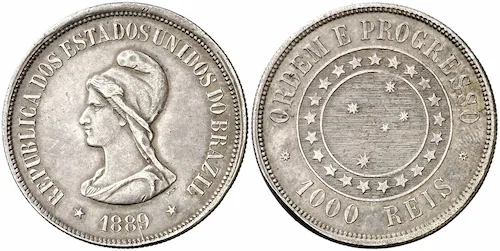 1889 coin brazil reis