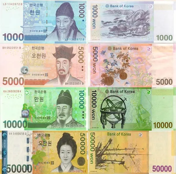 korean won banknotes